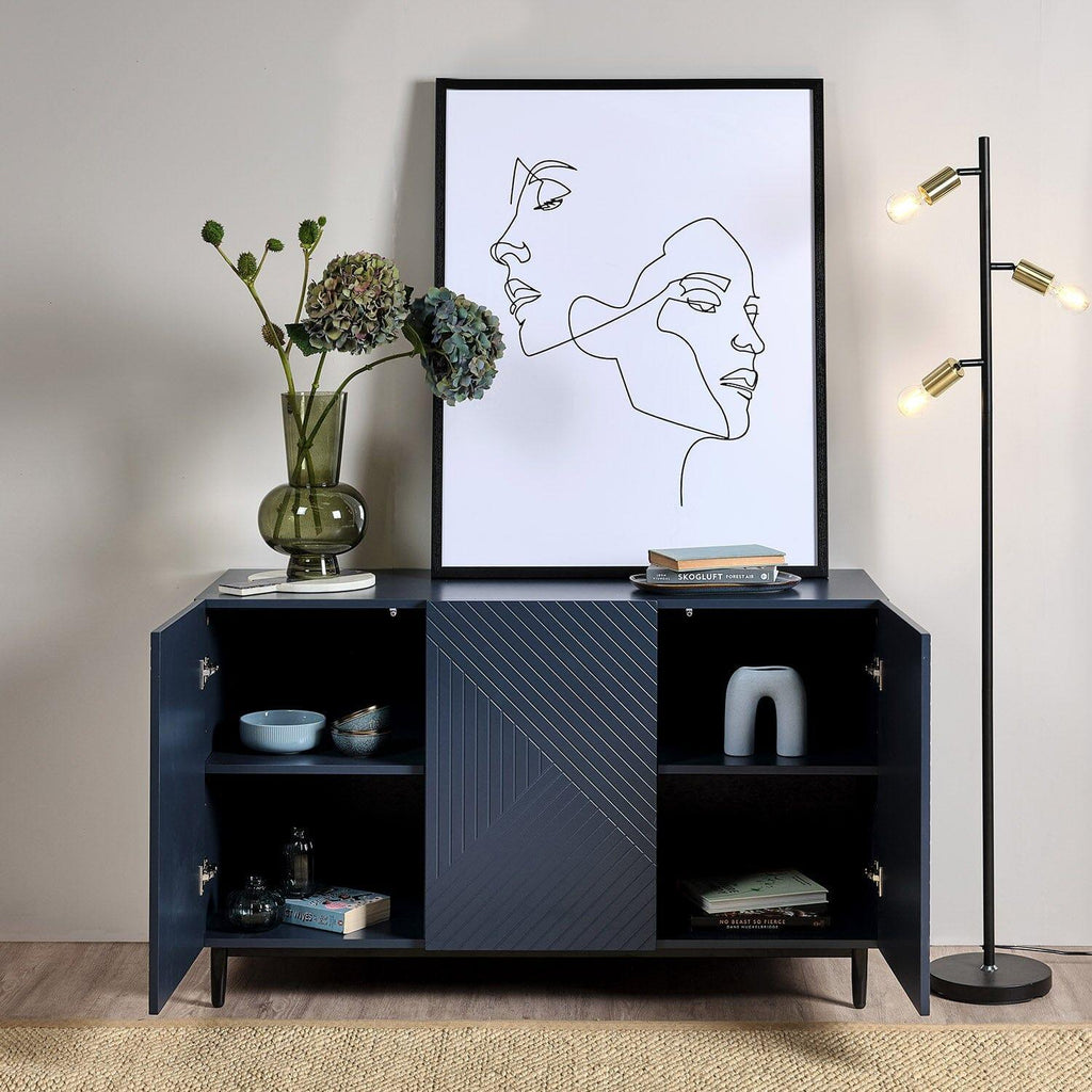 Outlet - Jack 3 Door Large Sideboard - Geometric Blue