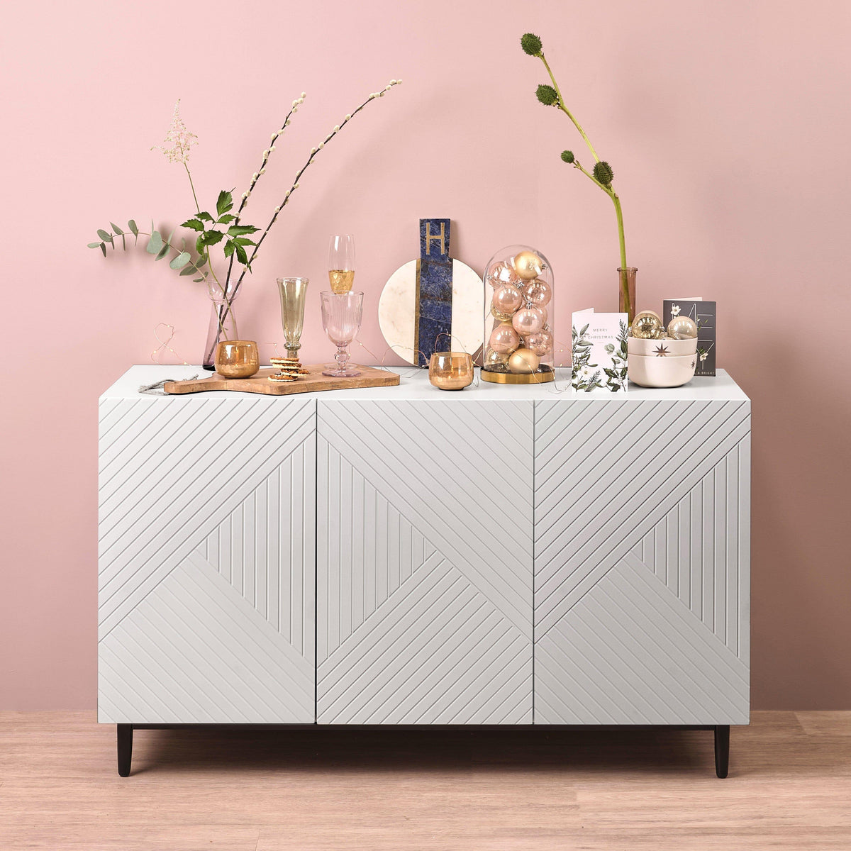 OUTLET - Jack 3 Door Large Sideboard - Geometric White