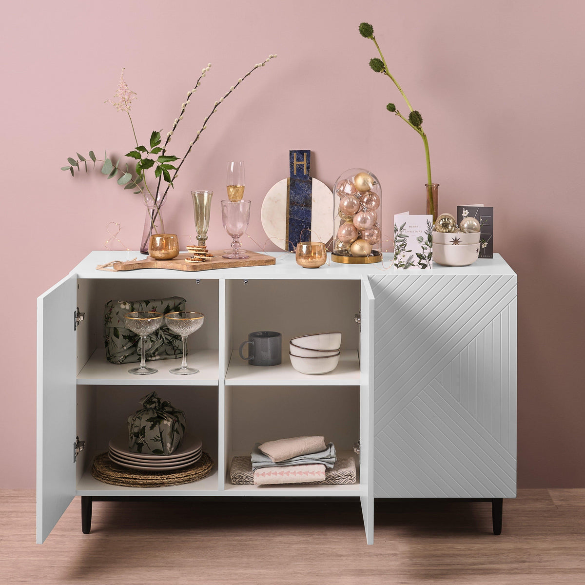 OUTLET - Jack 3 Door Large Sideboard - Geometric White