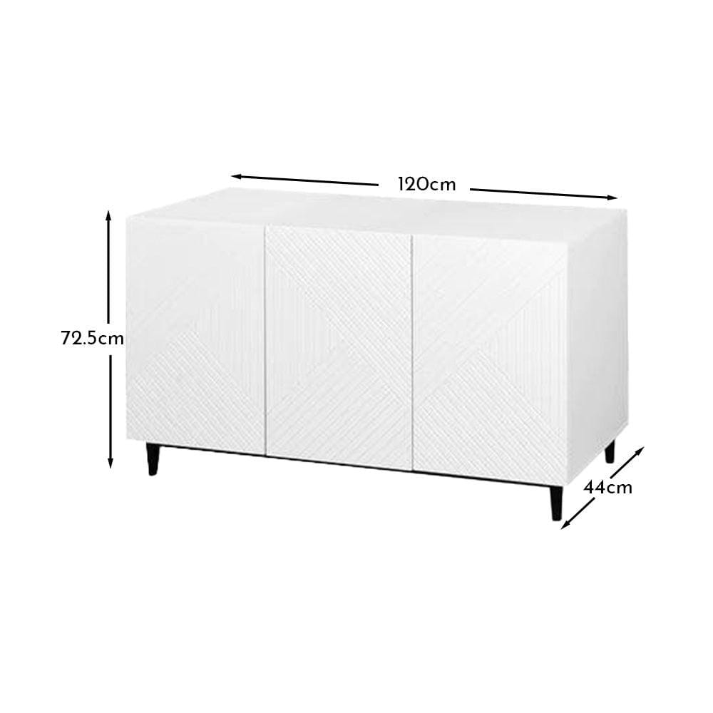 OUTLET - Jack 3 Door Large Sideboard - Geometric White