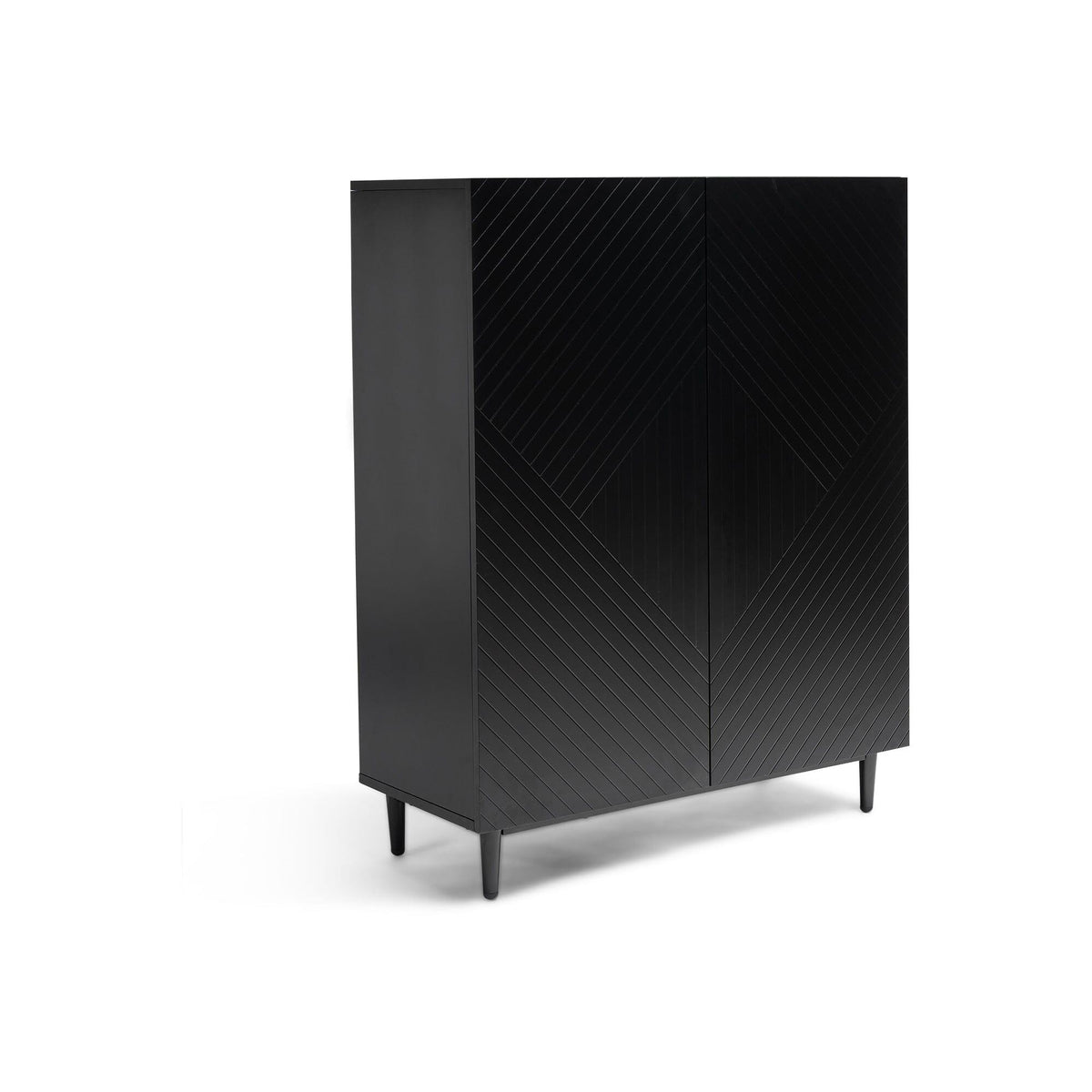 Jack Geometric Small Shoe Cabinet - 2 Door - Black