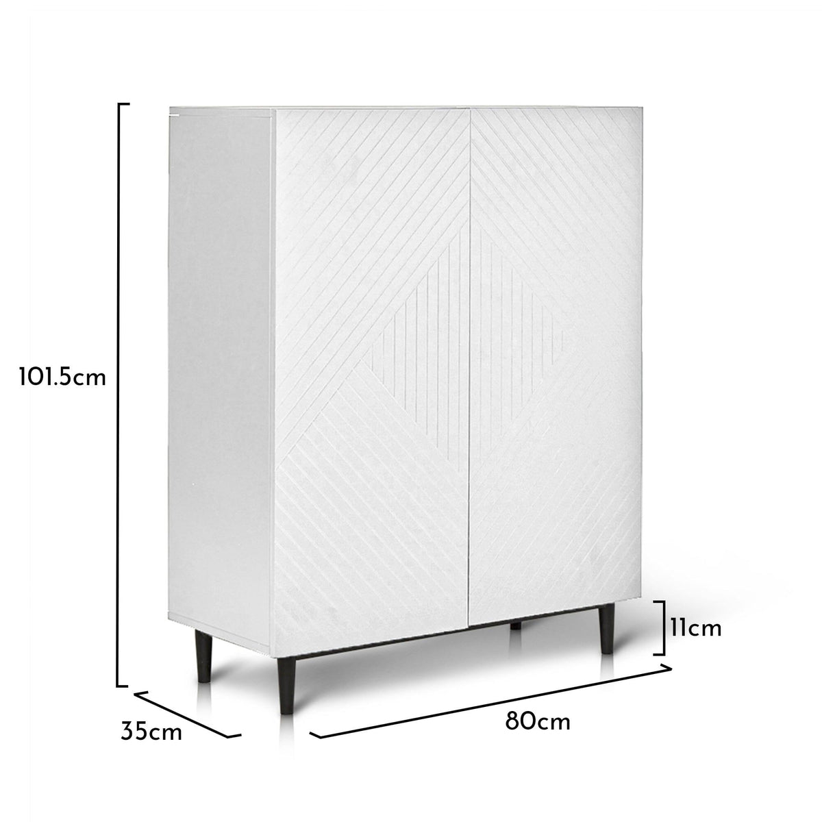 Jack Geometric Small Shoe Cabinet - 2 Door - White