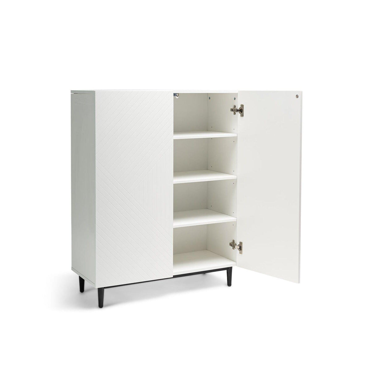 Jack Geometric Small Shoe Cabinet - 2 Door - White
