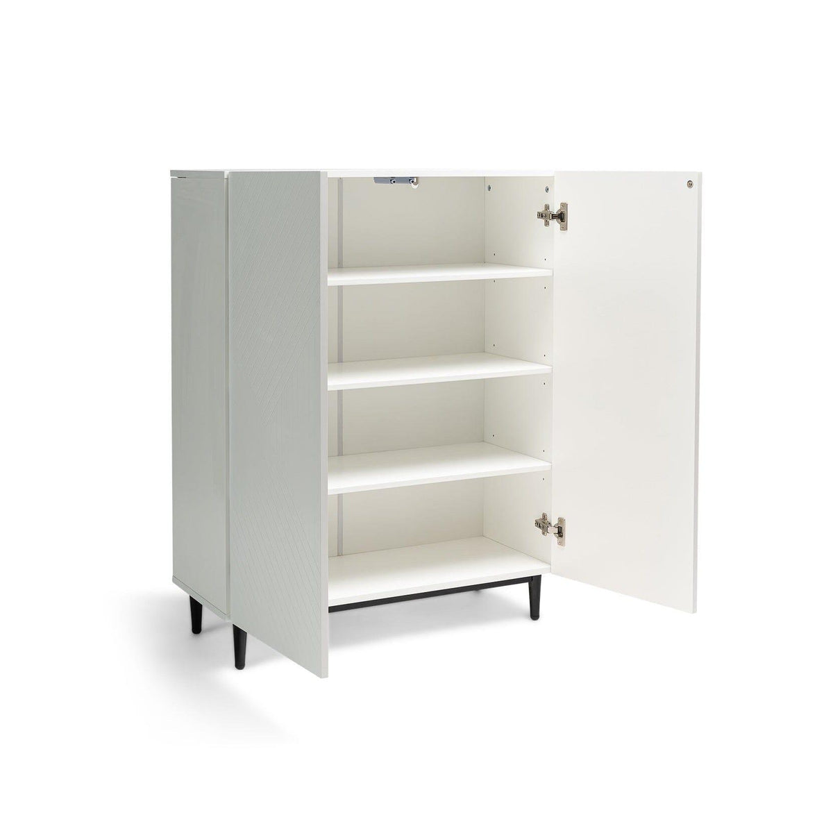 Jack Geometric Small Shoe Cabinet - 2 Door - White