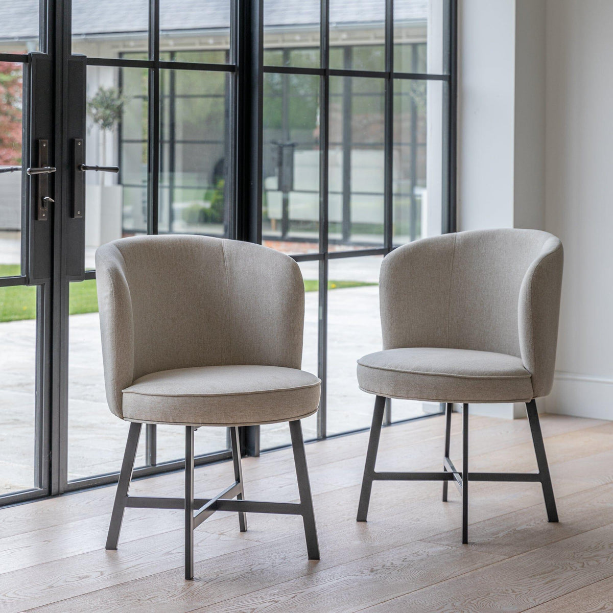 OUTLET - Jacob Sand Dining Chairs - Set of 2 - Black Legs