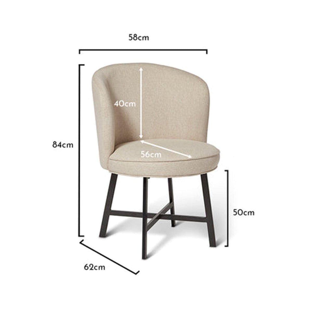 OUTLET - Jacob Sand Dining Chairs - Set of 2 - Black Legs