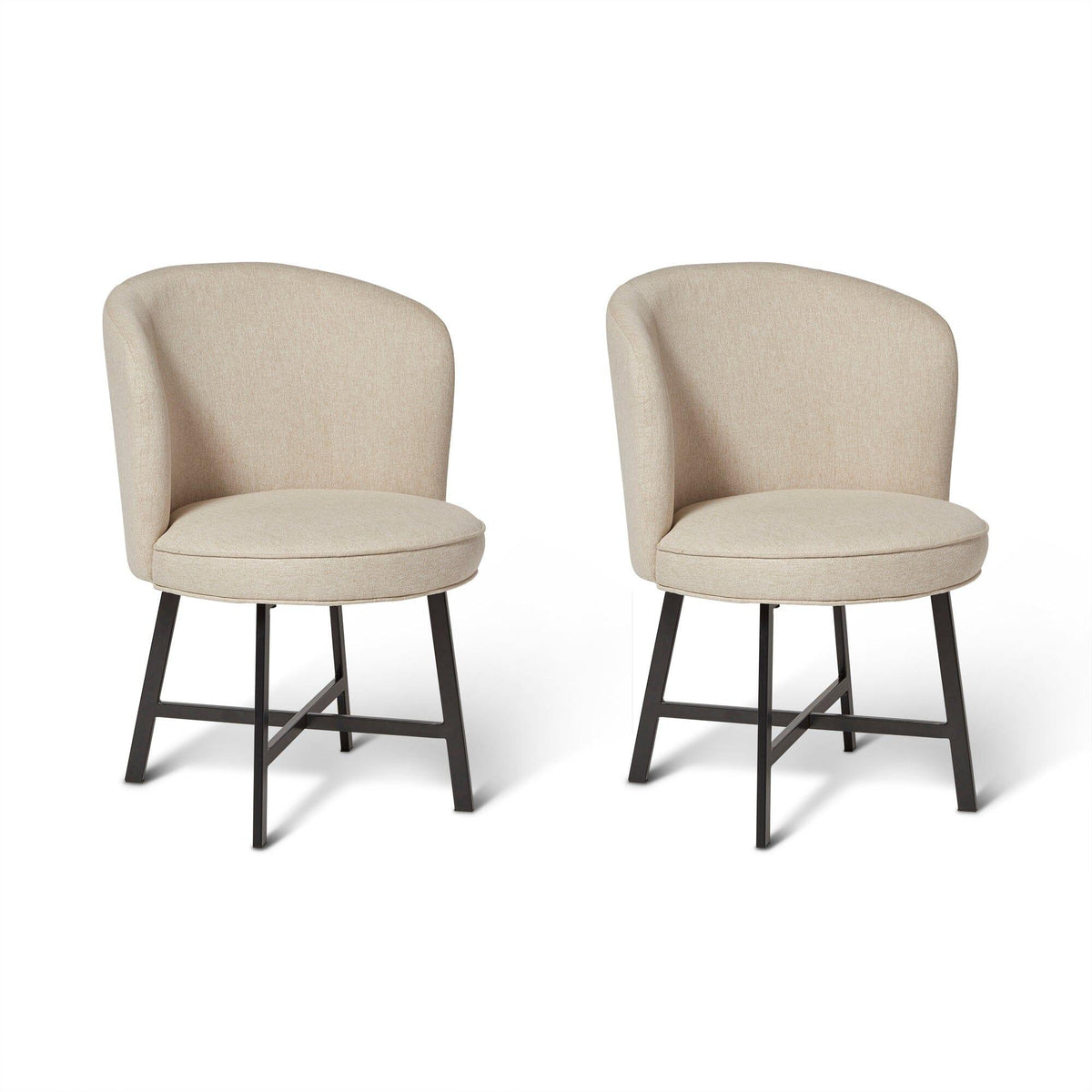 OUTLET - Jacob Sand Dining Chairs - Set of 2 - Black Legs