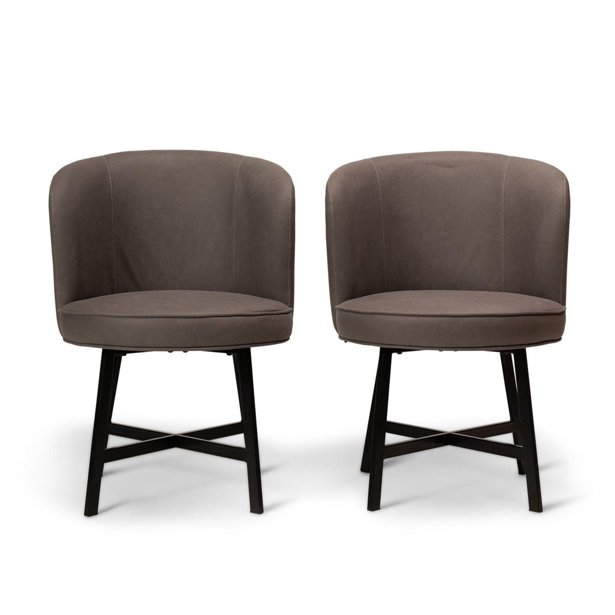 OUTLET - Jacob Grey Steel  Dining Chairs - Set of 2 - Black Legs