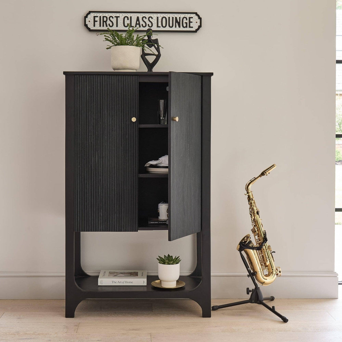 Outlet - Jade 2 Door Tall Cabinet - Black