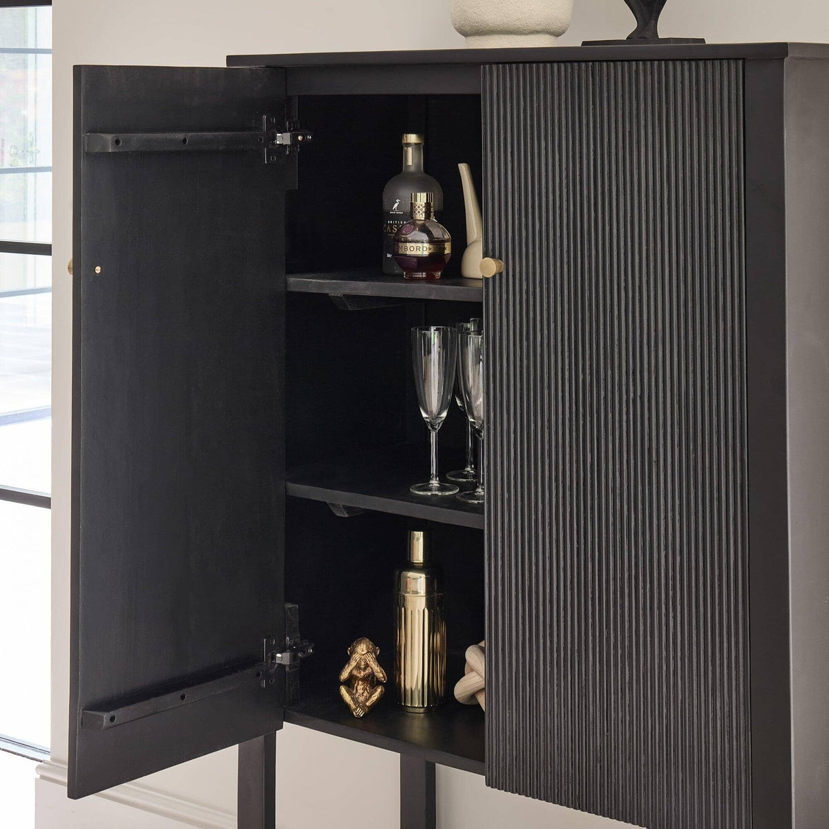 Jade 2 Door Tall Cabinet - Black