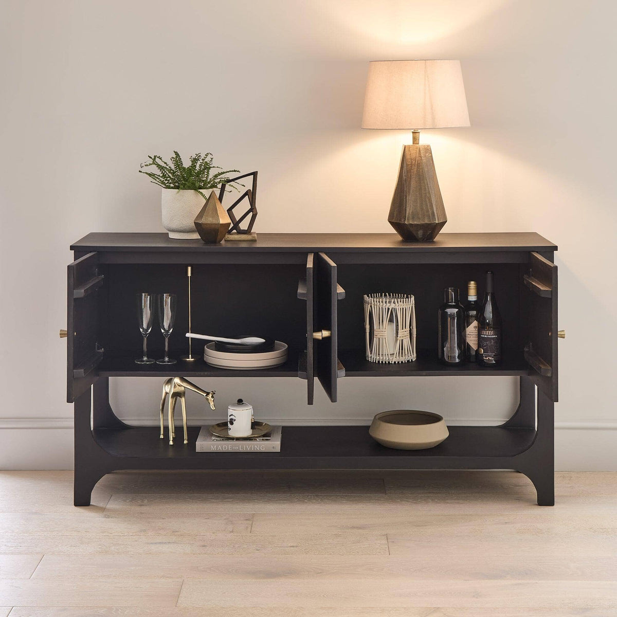 Jade 4 Door Large Sideboard - Black