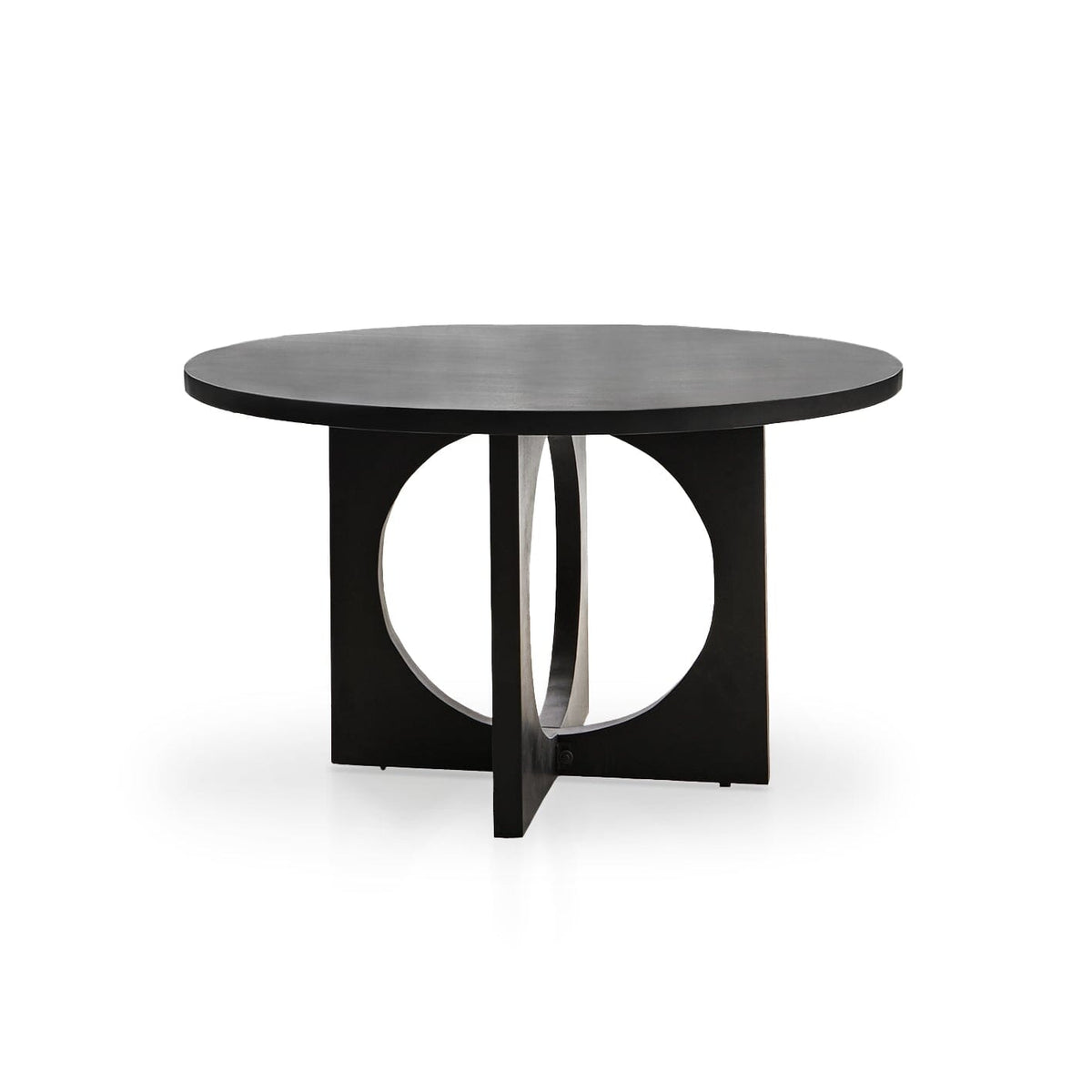 Jade Jet Black Round Acacia Wood Dining Table