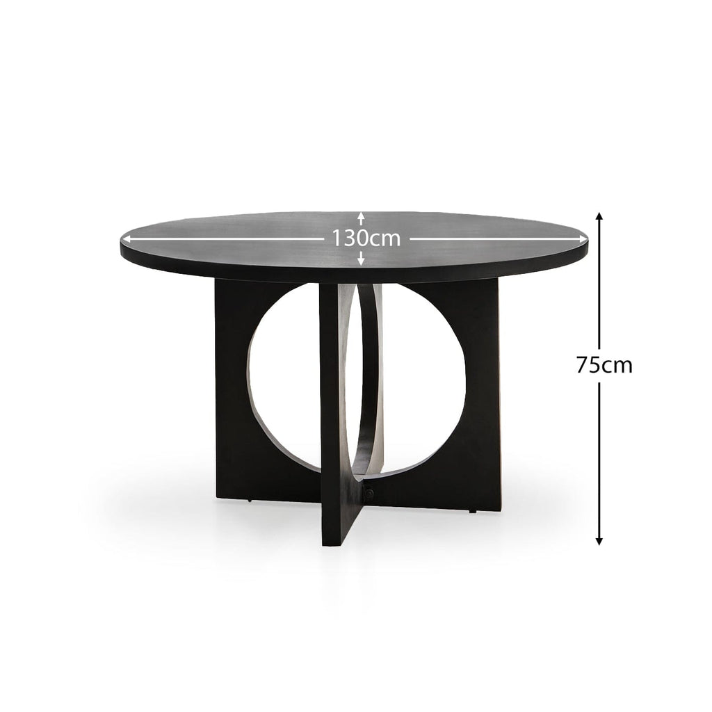 Outlet - Jade Jet Black Round Acacia Wood Dining Table