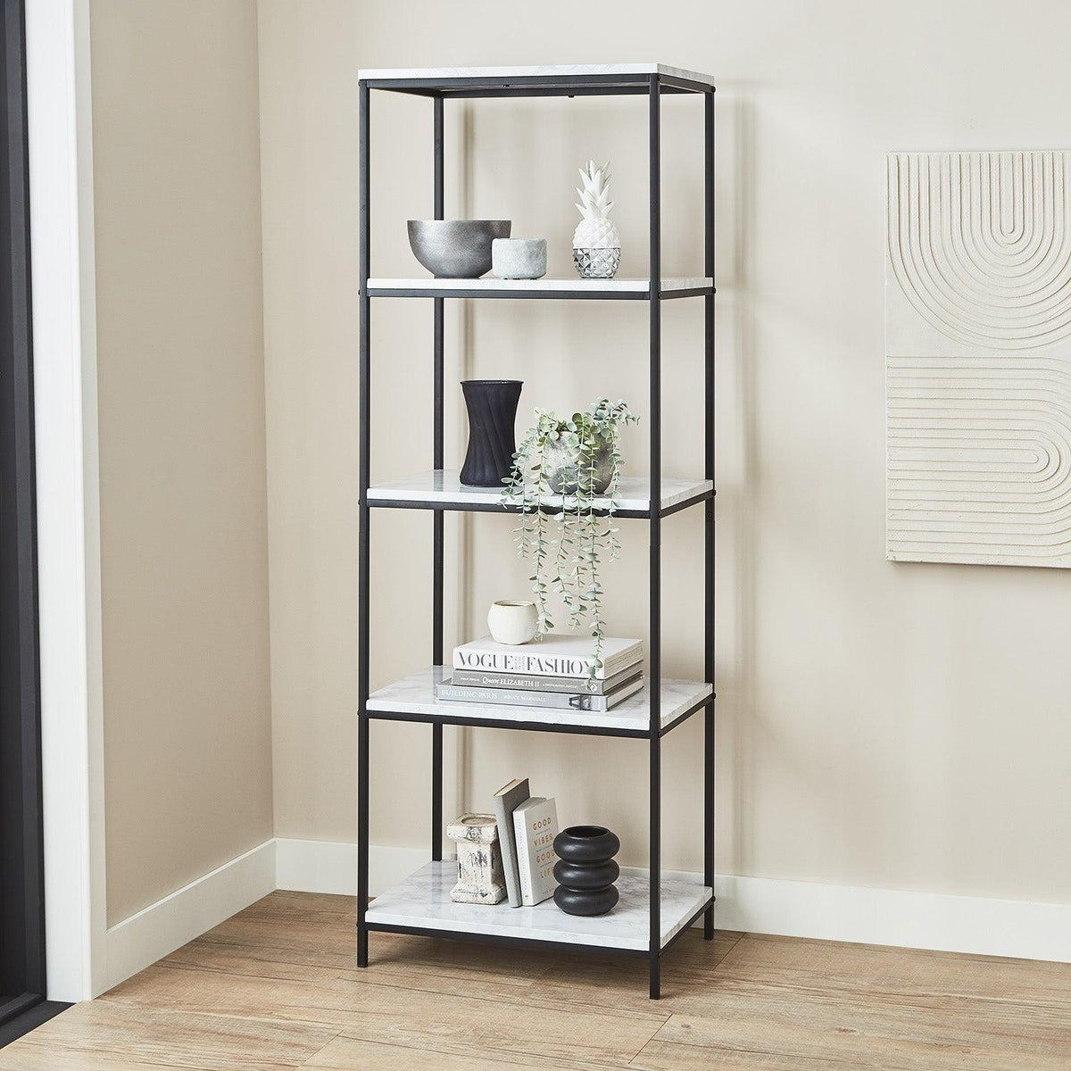 Jay Marble and Black Tall Bookcase