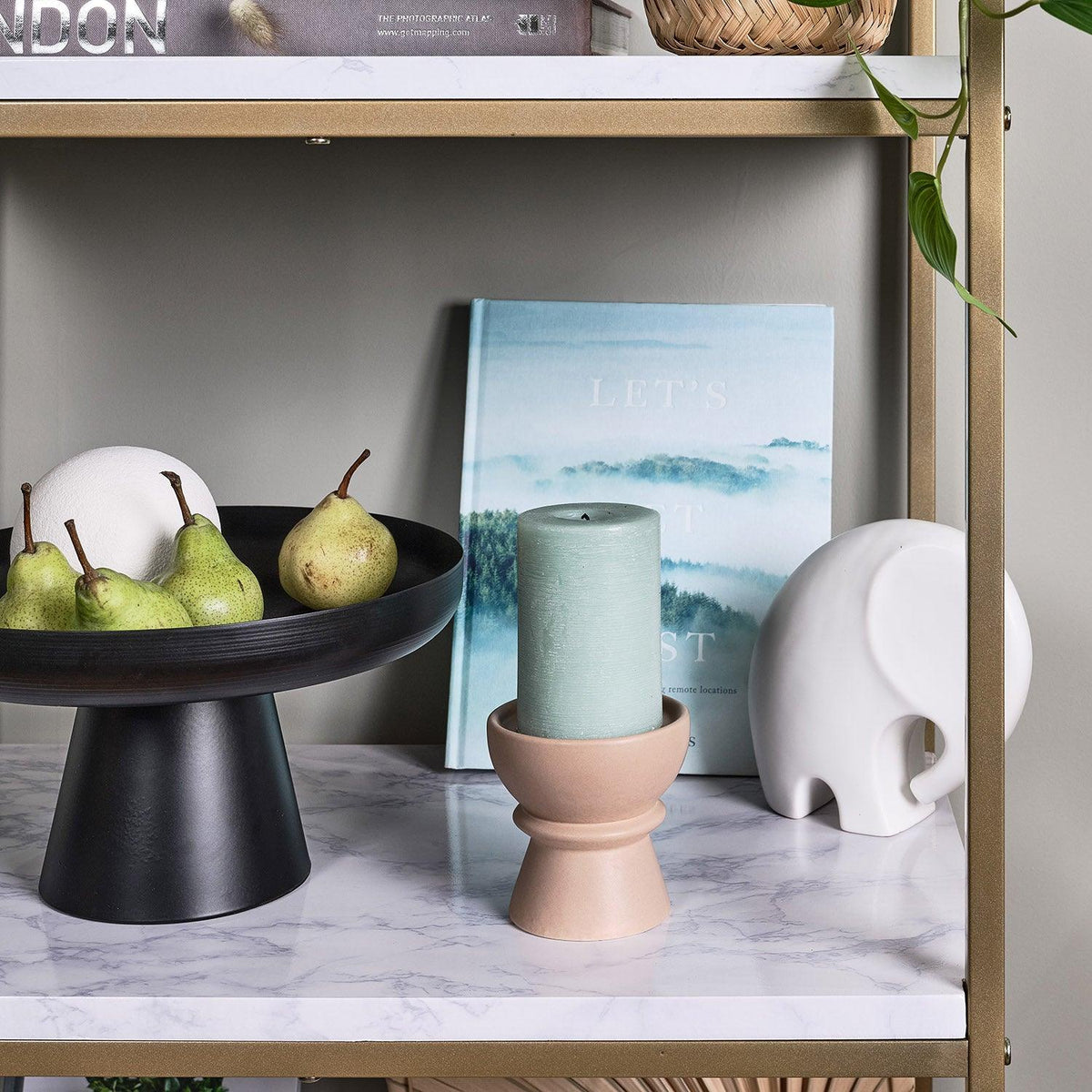 Jay Marble and Gold Tall Bookcase