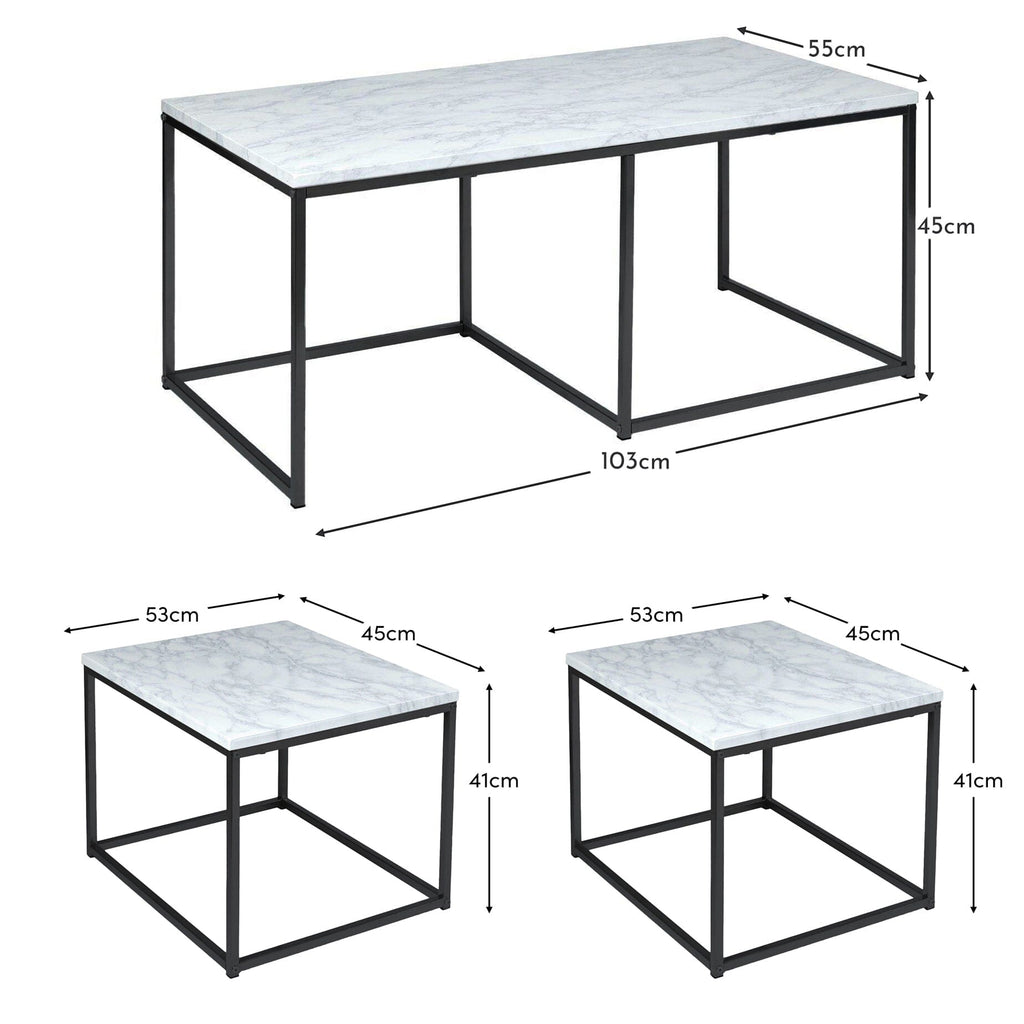 Outlet - Jay Concrete Effect Coffee Table Set - Black Frame