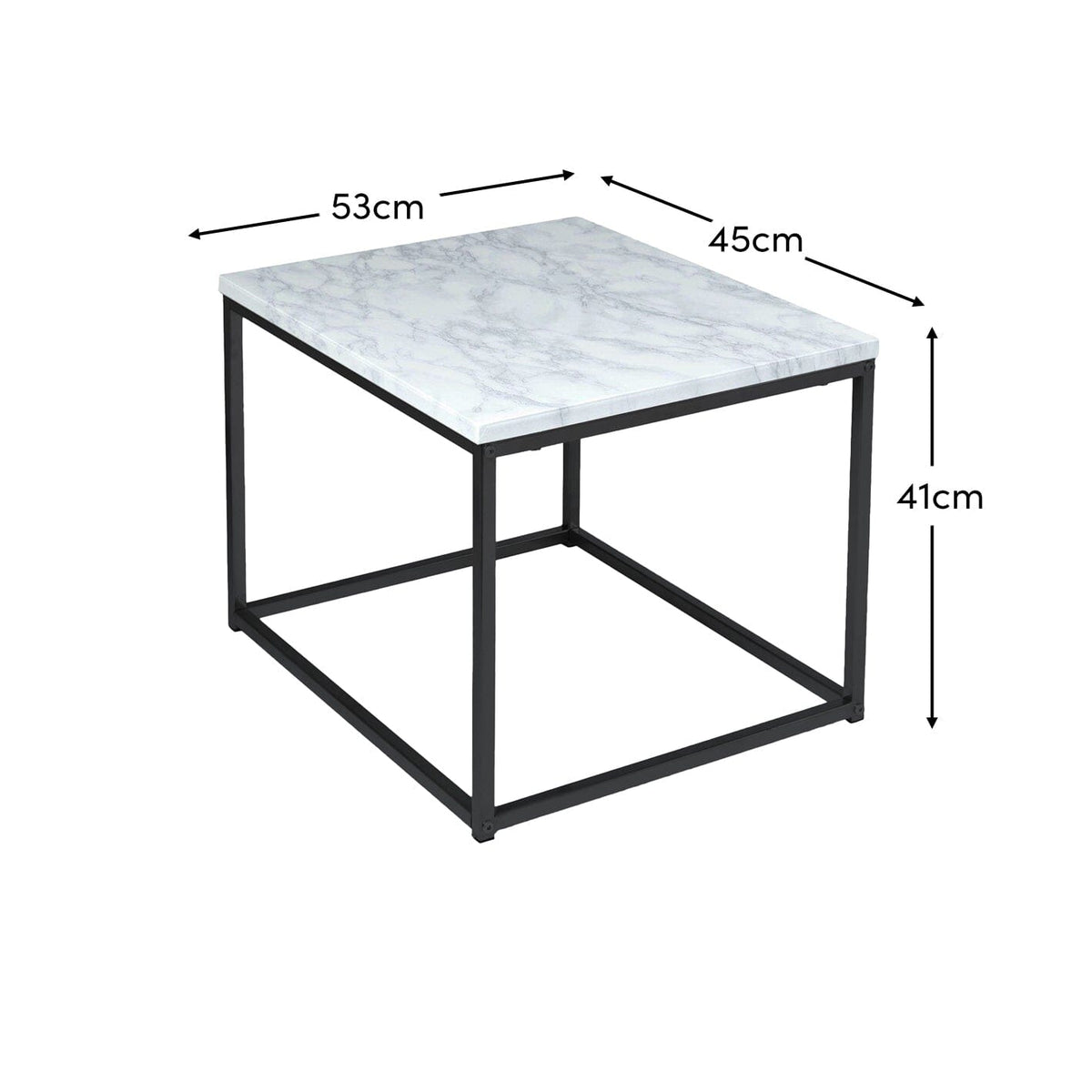 Jay Marble Effect Side Table - Black Frame