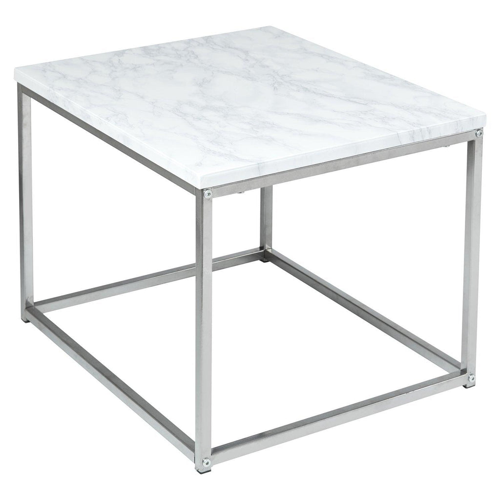 Jay Marble Effect Side Table - Chrome Frame