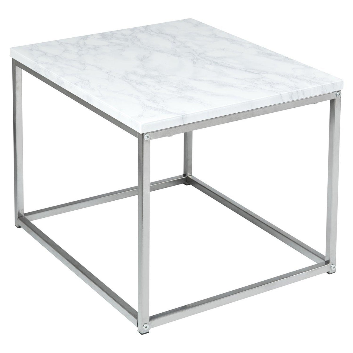 Jay Marble Effect Side Table - Chrome Frame