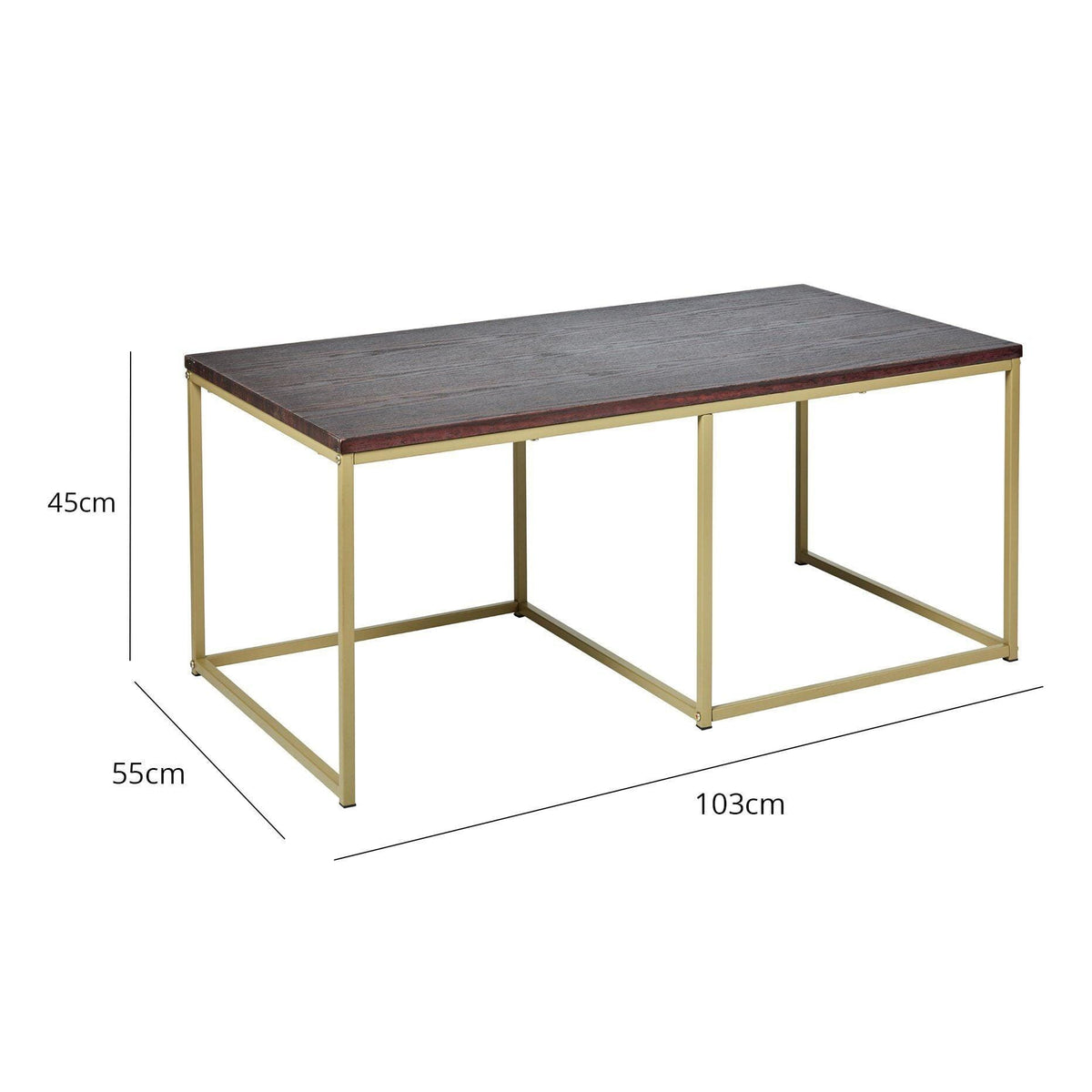 Jay Walnut Coffee Table - Gold Frame