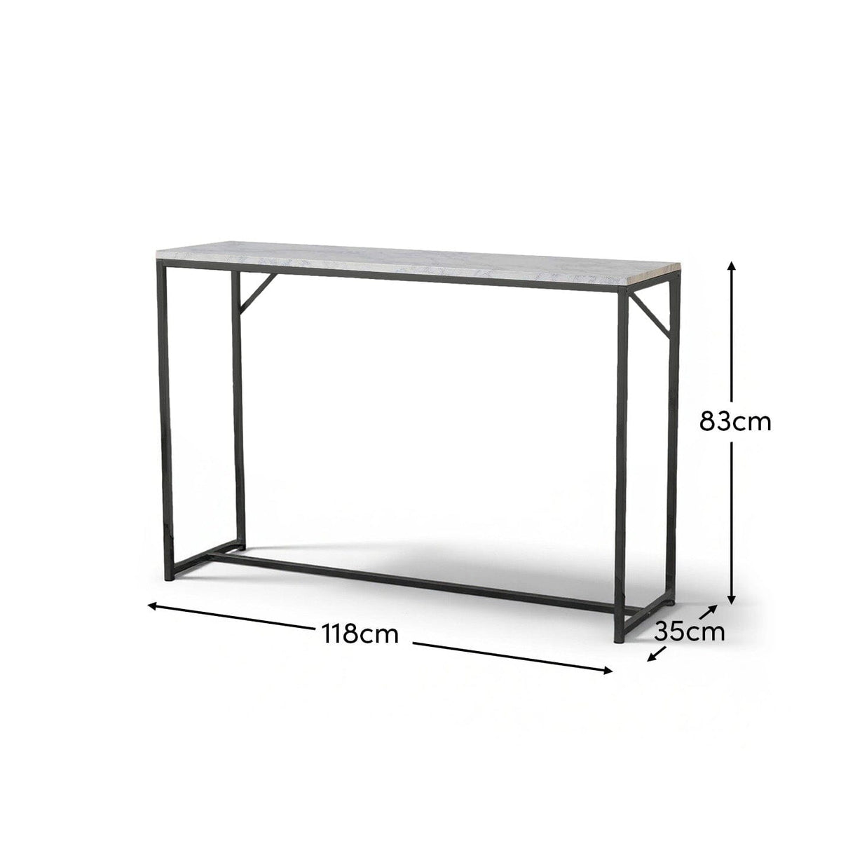 Jay Marble Effect Console Table - Black Legs