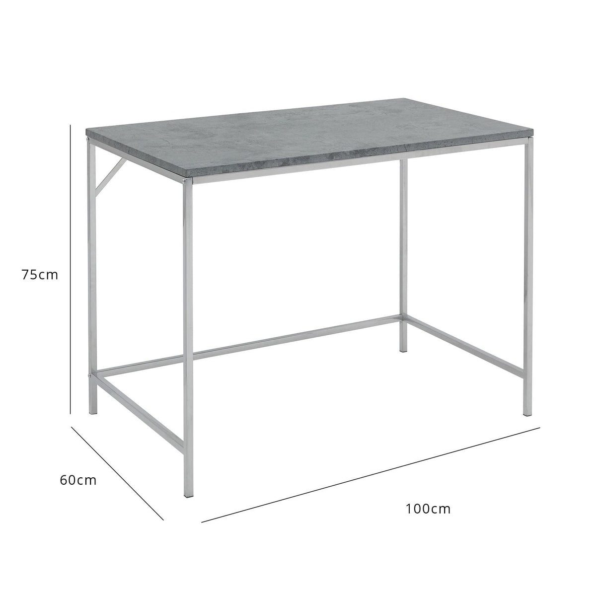 OUTLET - Jay Concrete Effect Desk - Chrome