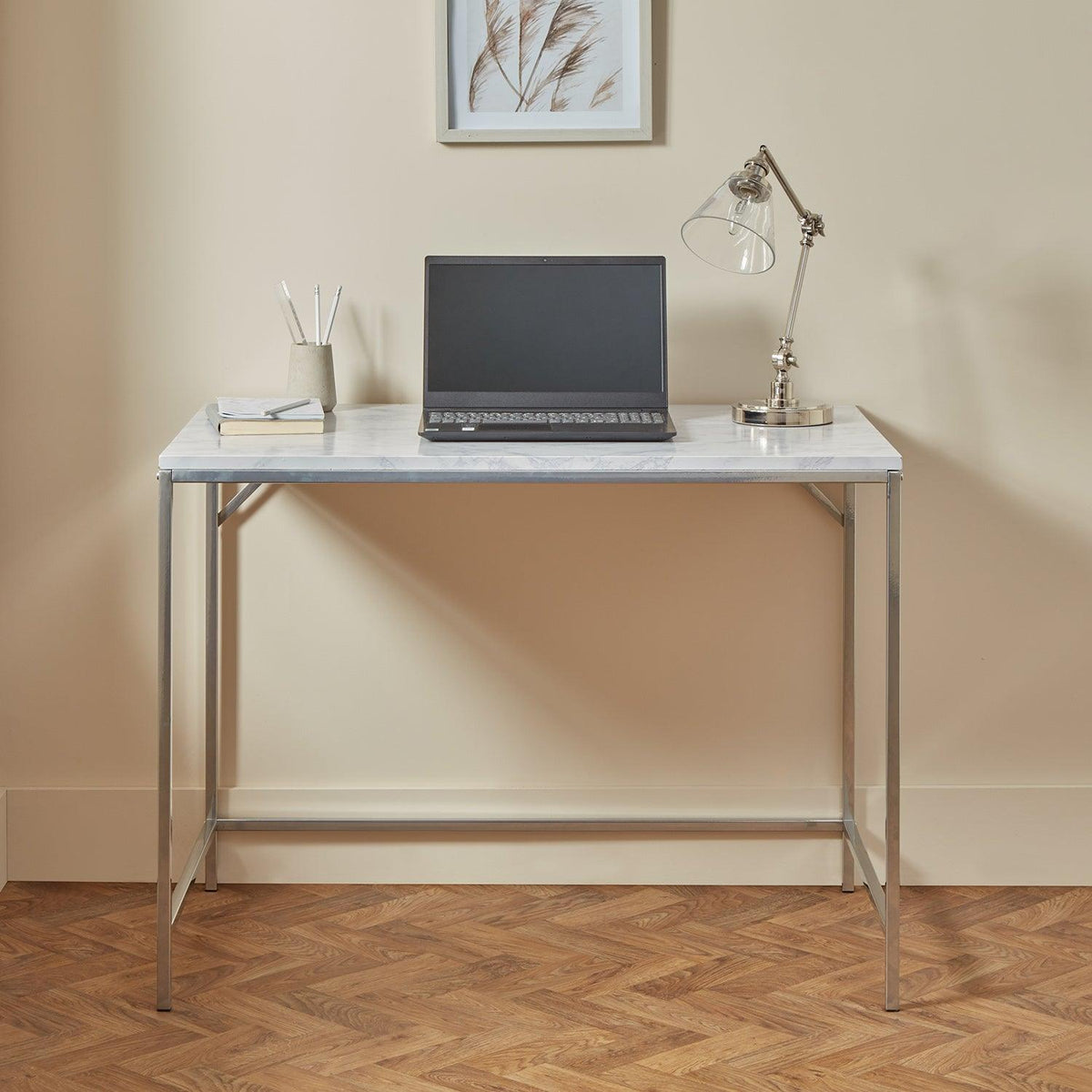 Jay Marble Effect Desk - Chrome