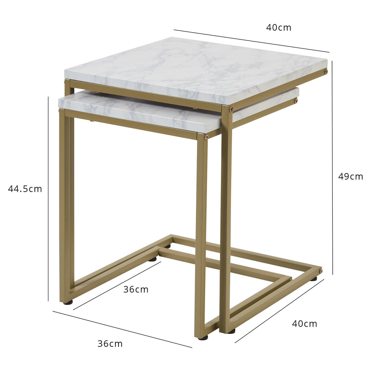 Jay Marble Effect Nest of Tables - Gold Frame