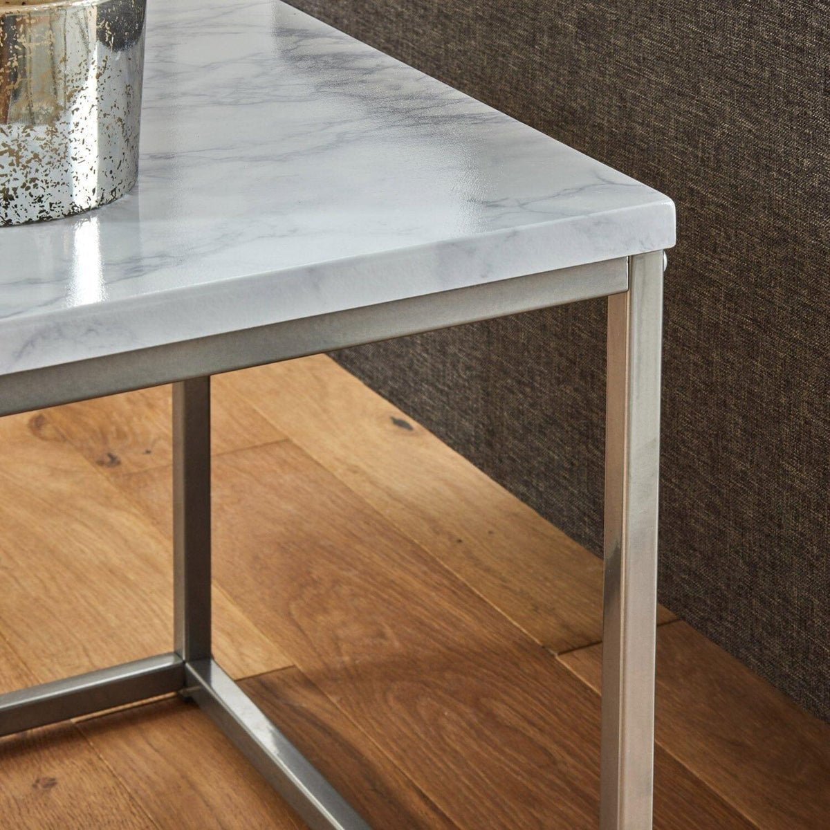 Jay Marble Effect Side Table - Chrome Frame
