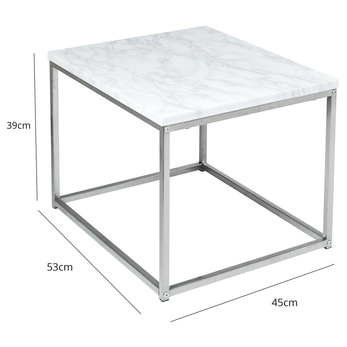 Jay Marble Effect Side Table - Chrome Frame