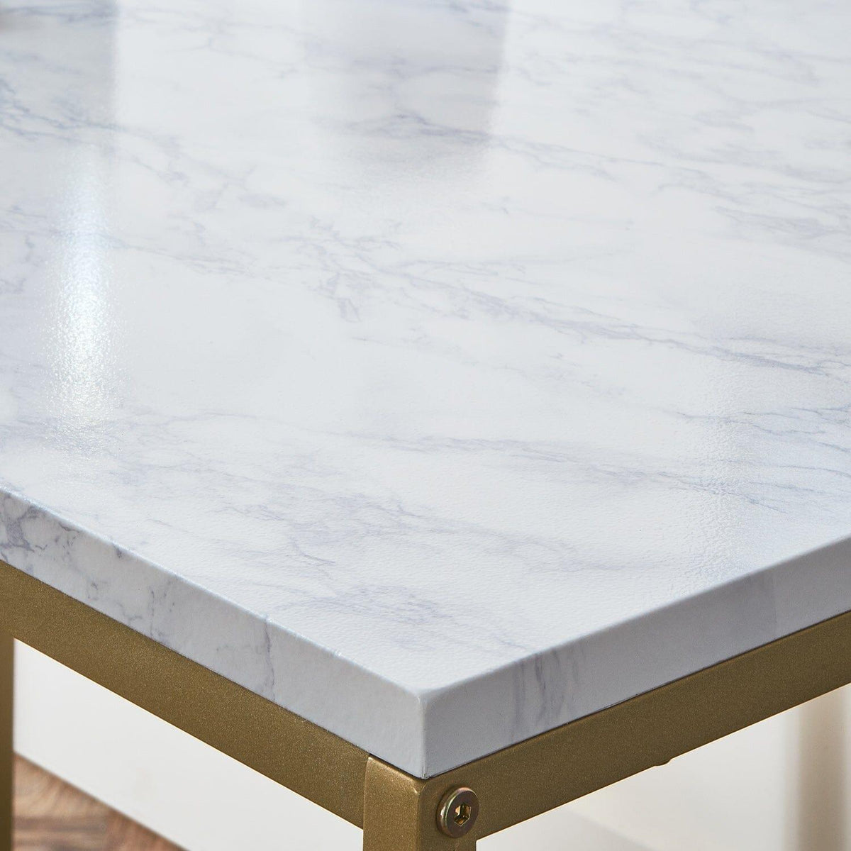 Jay Marble Effect Side Table - Gold Frame