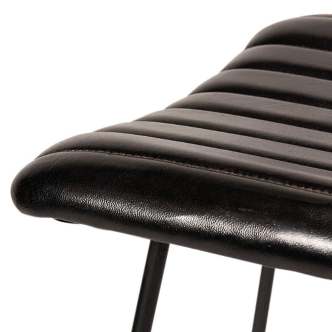 Jayden Black Leather Tall Backless Bar Stools - Set of 2 - Black Metal Legs