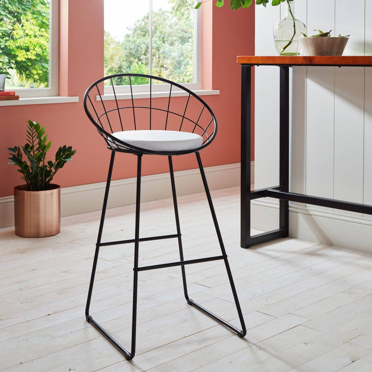 Jimmy Black Wire Barstool - Black Metal Legs