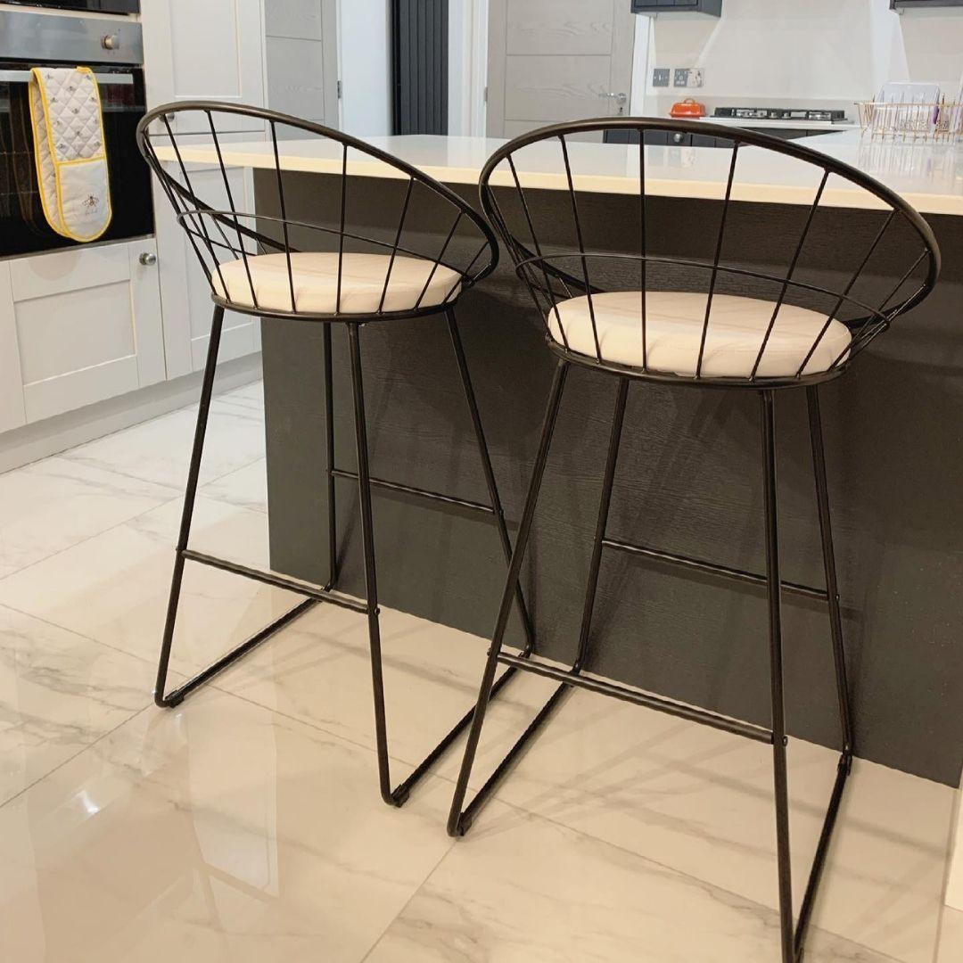 Jimmy Black Wire Barstool - Black Metal Legs