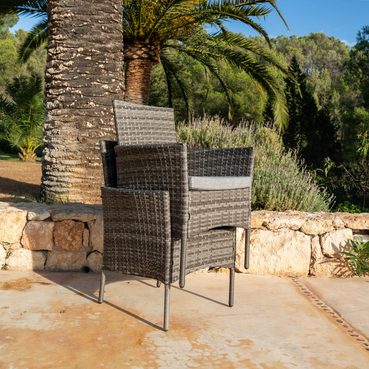 Kemble 2 Seater Rattan Garden Bistro Dining Set - Grey
