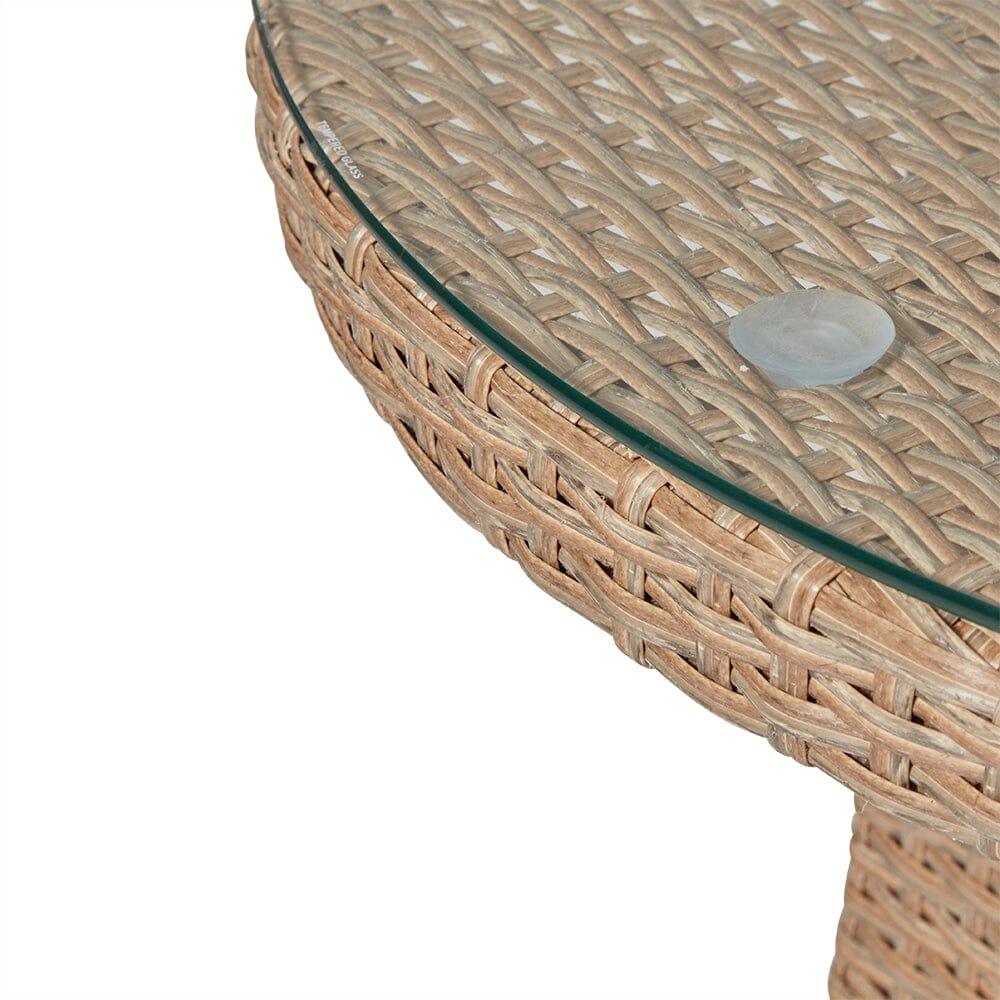 Kemble 2 Seater Rattan Garden Bistro Outdoor Dining Set - Natural Brown