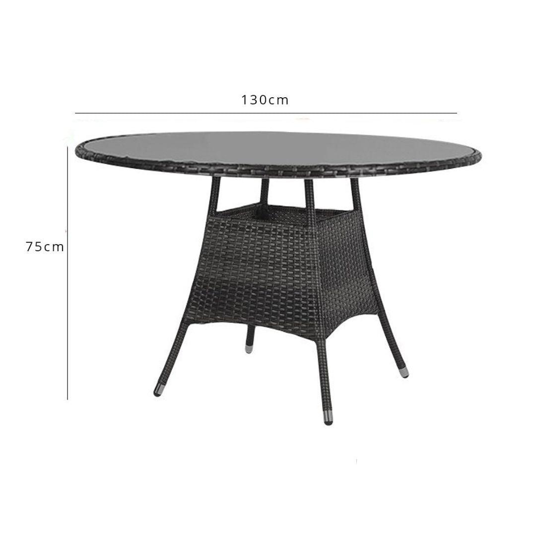Kemble 6 Seater Garden Round Dining Table - Black