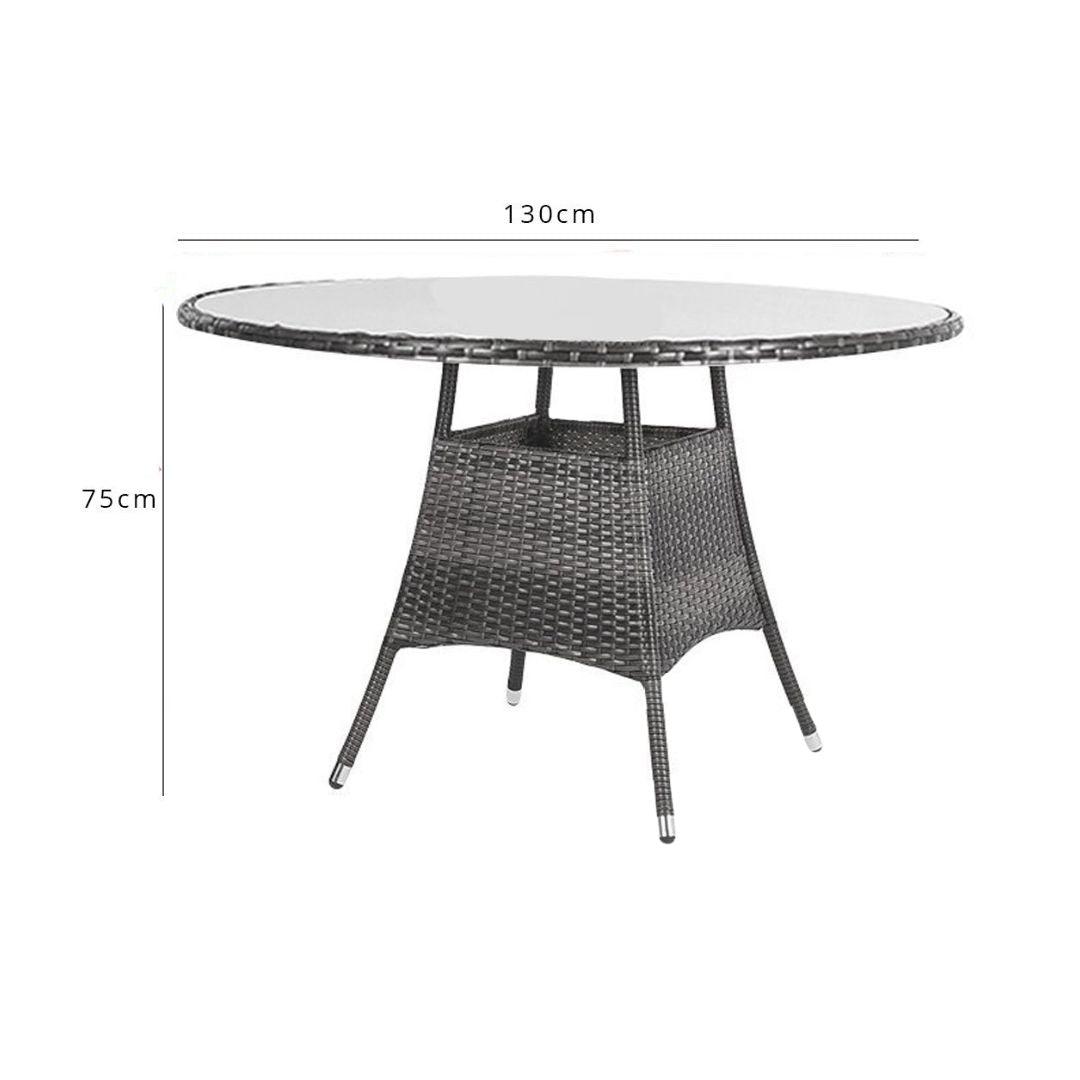 Kemble 6 Seater Garden Round Dining Table - Grey