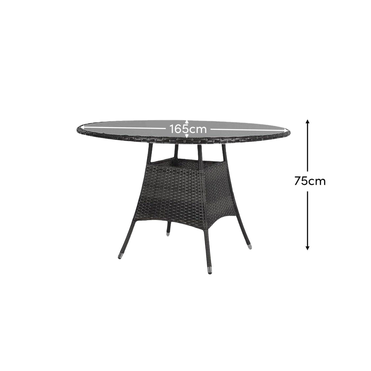 Kemble 8 Seater Garden Dining Table Clear Glass Top - Black