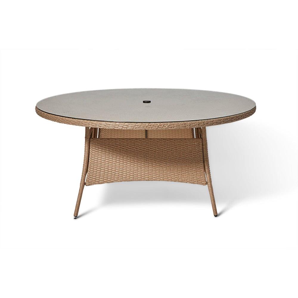 Kemble 8 Seater Garden Round Dining Table - Natural Brown