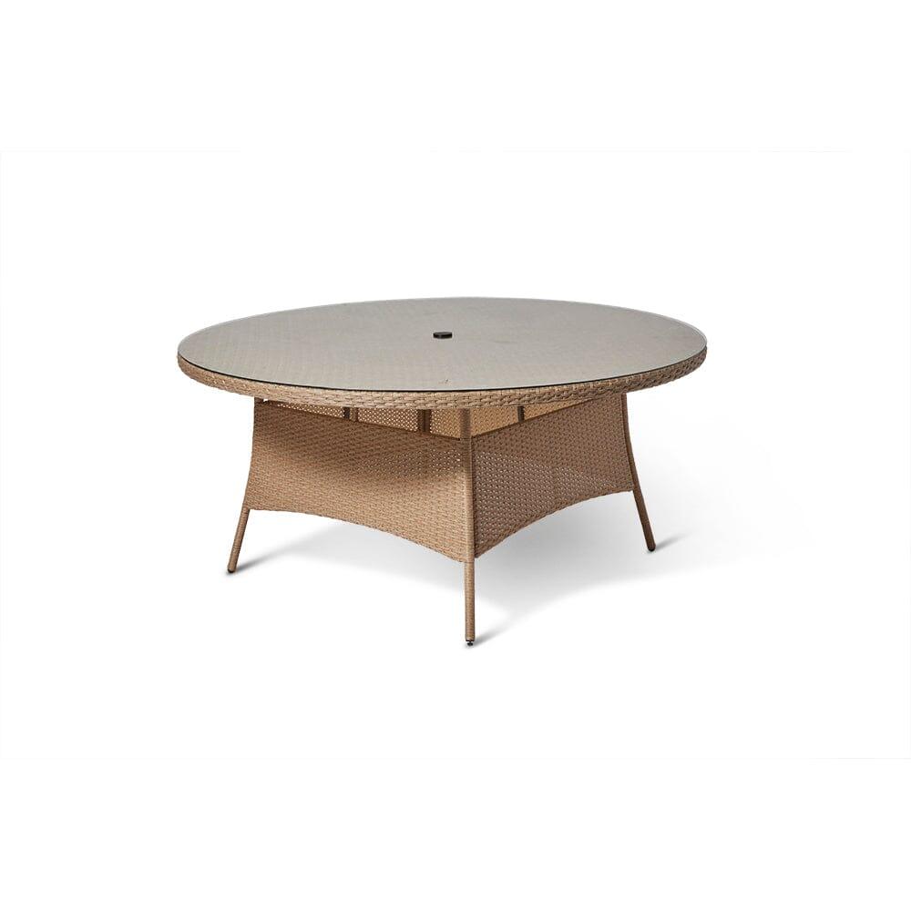 Kemble 8 Seater Garden Round Dining Table - Natural Brown