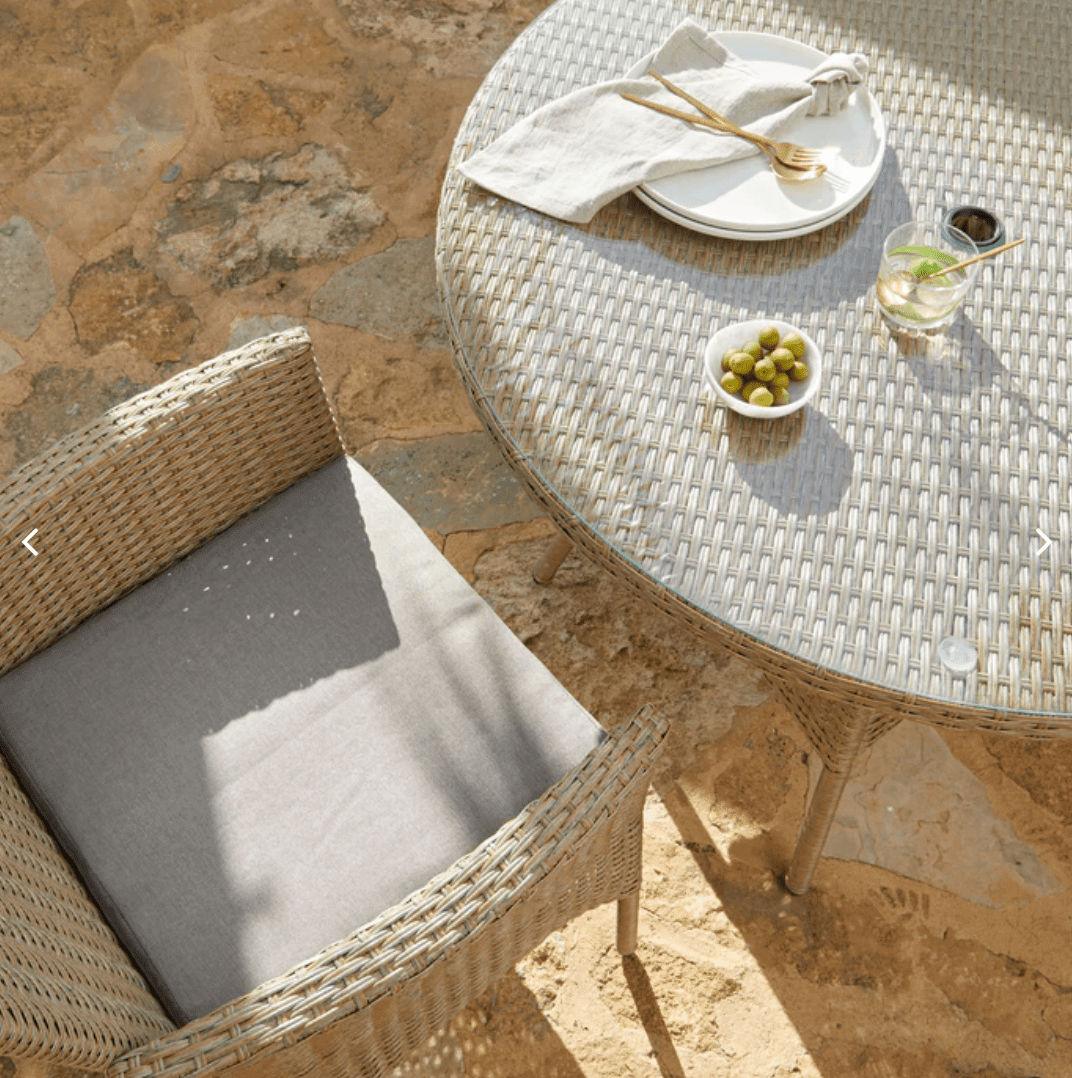 Kemble 8 Seater Rattan Round Garden Dining Table Set - Natural Brown