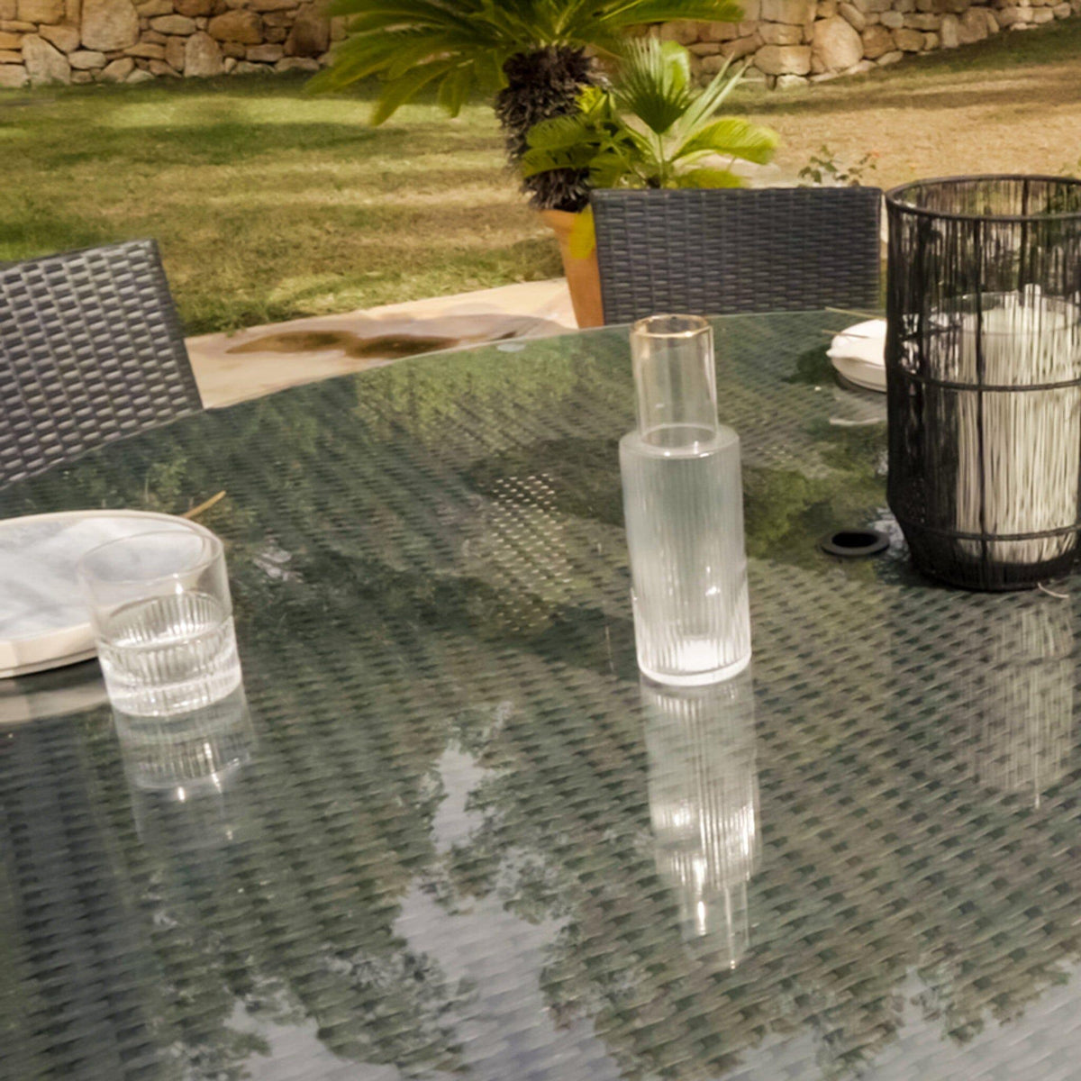 Kemble 8 Seater Round Garden Dining Set - Black