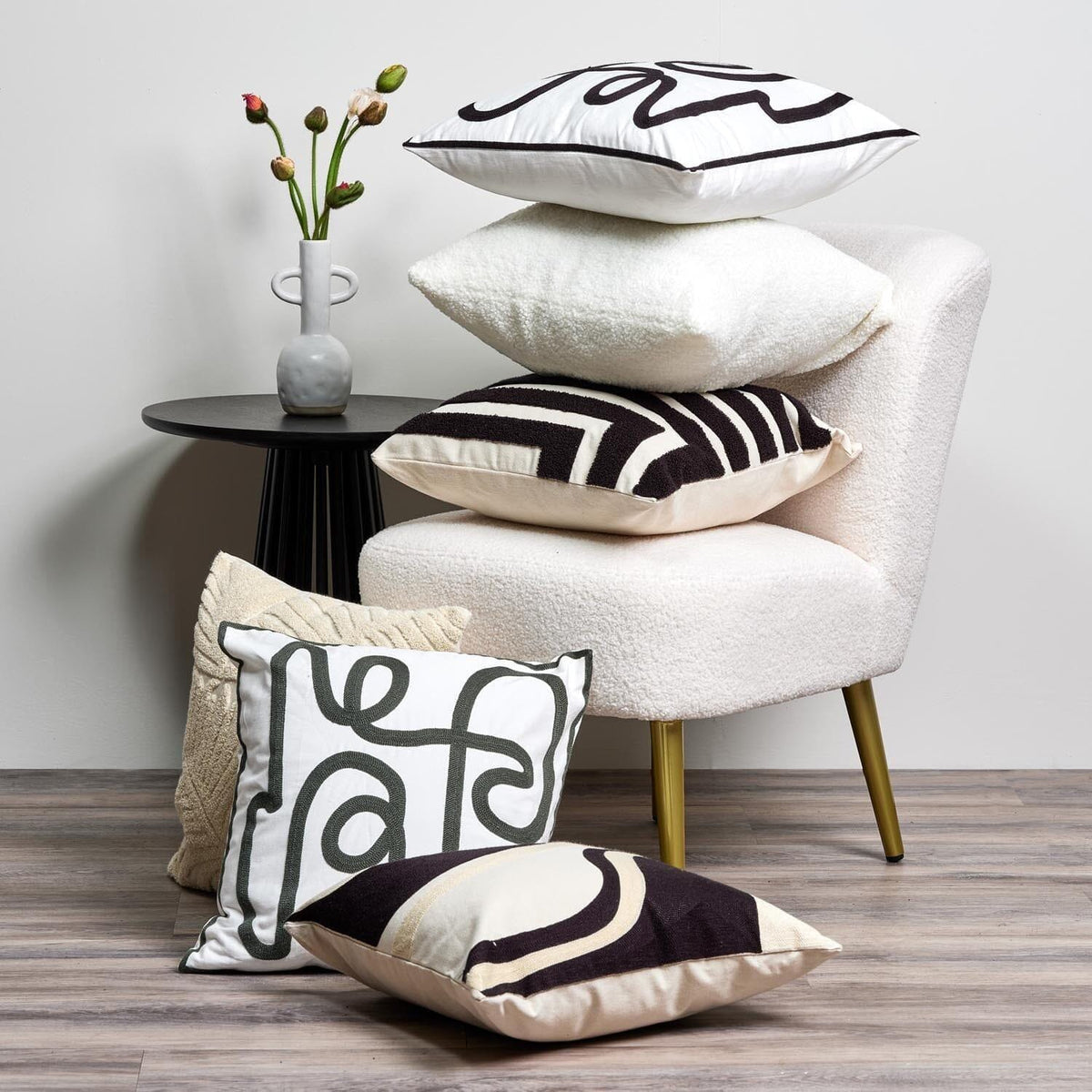 OUTLET - Kintbury 45x45cm Swirl Cushion Cover - Natural
