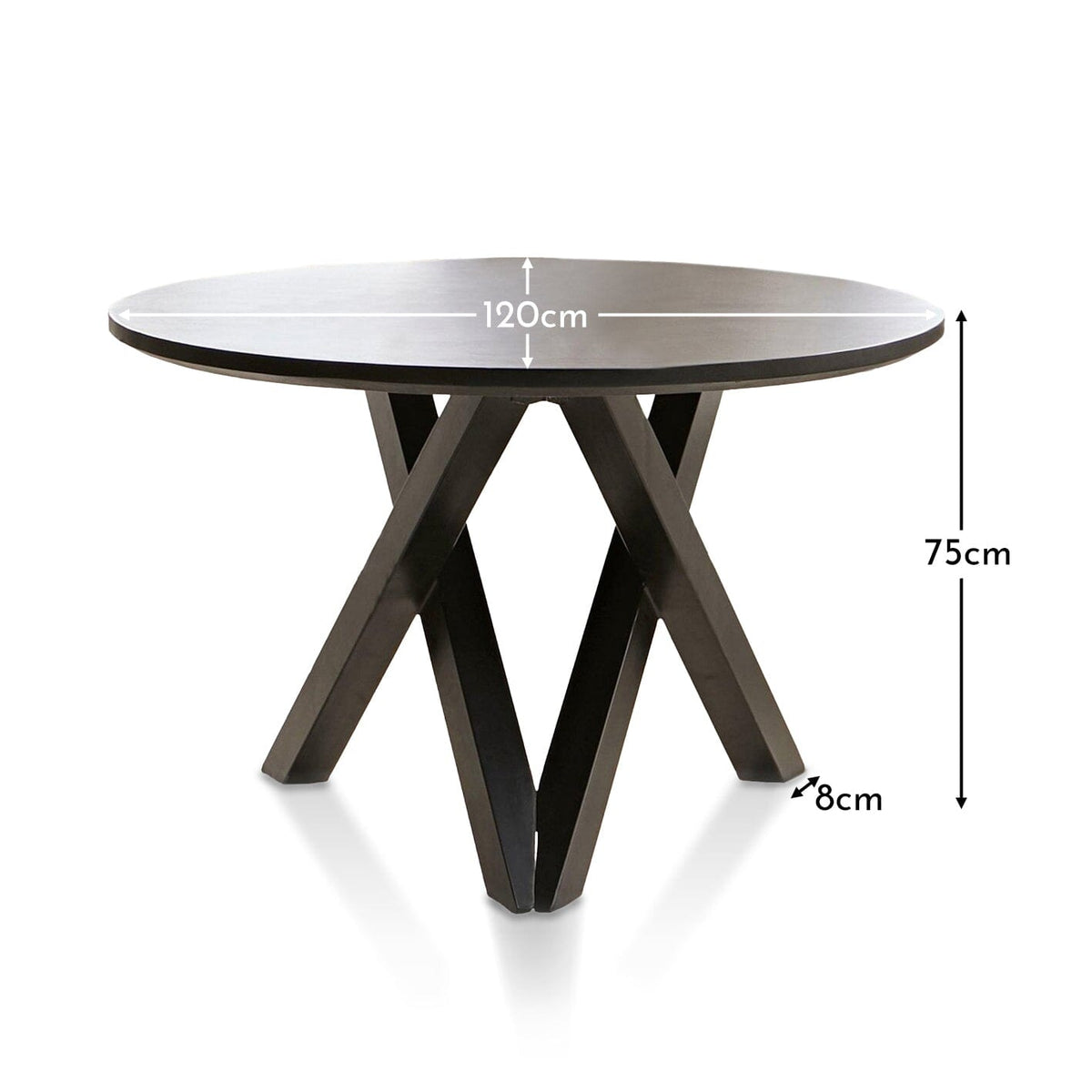 Levi Jet Black Acacia Wood Round Dining Table