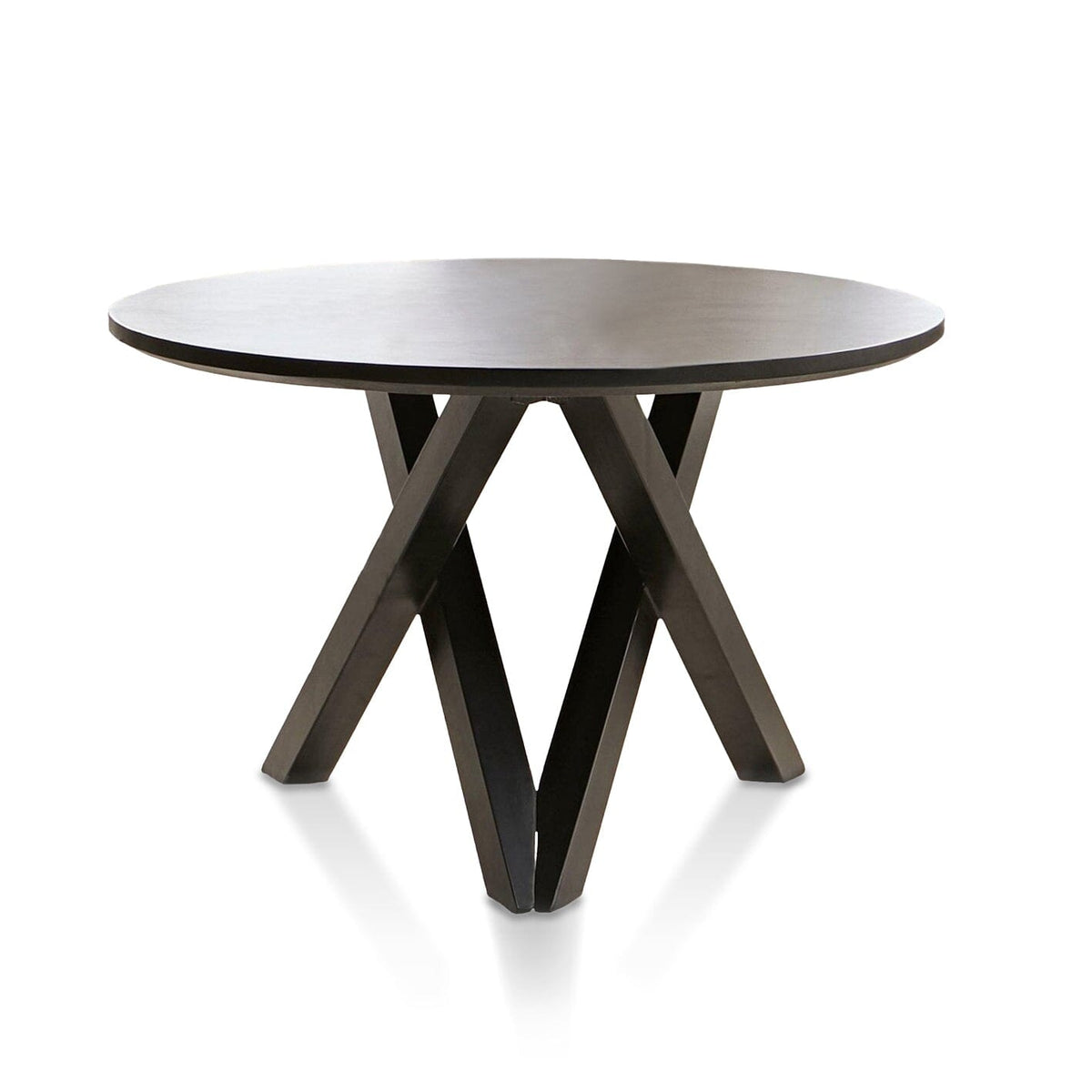 Levi Black Round Dining Table Set - 4 Seater - Marilyn Ivory Dining Chairs with Black Legs