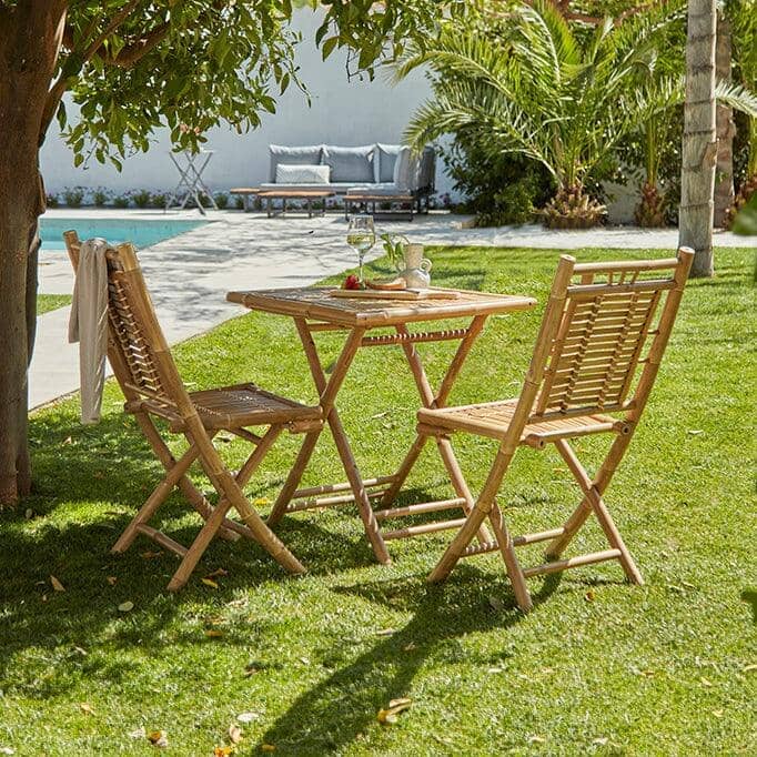 Lila Bamboo Garden Folding Chairs - Set of 2