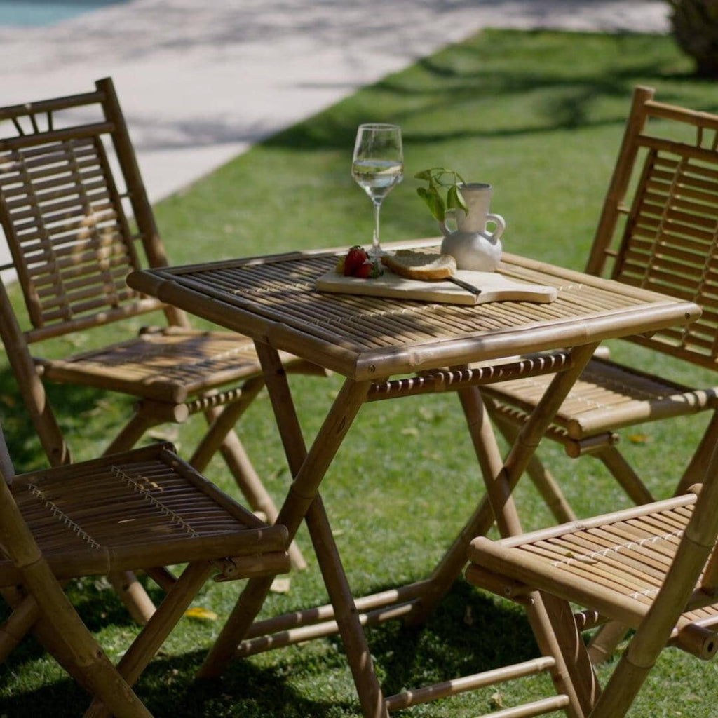 Lila Bamboo Square Garden Folding Table - 70cm