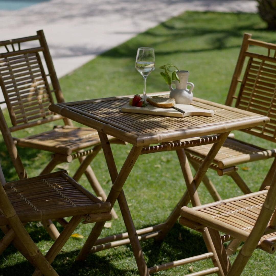 Lila Bamboo Square Garden Folding Table - 70cm