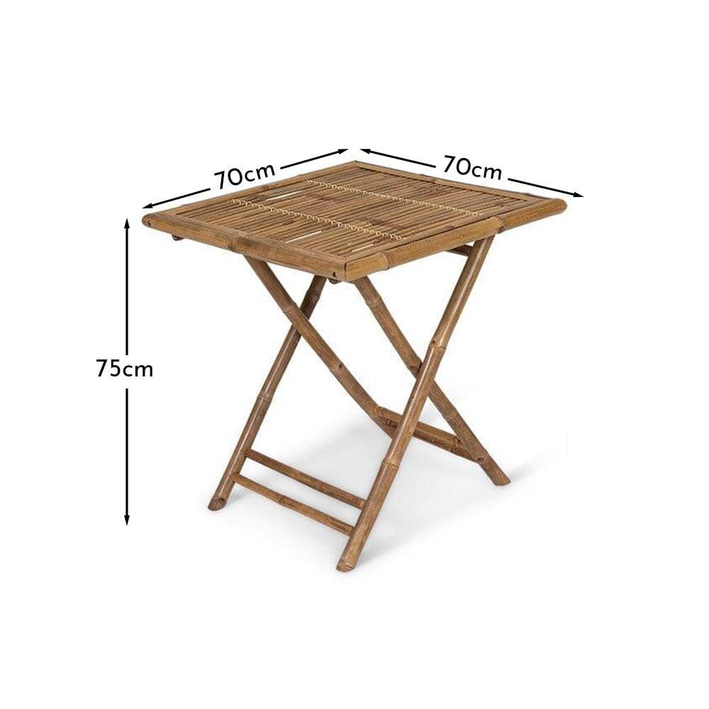 Lila Bamboo Square Garden Folding Table - 70cm